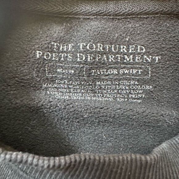 Taylor Swift TTPD Crewneck Sweatshirt Black Size M – Official Merch - Picture 7 of 12